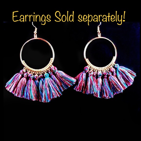 BRAND NEW Antique Gold & Multi Color Fringe Boho Necklace - Picture 2 of 5